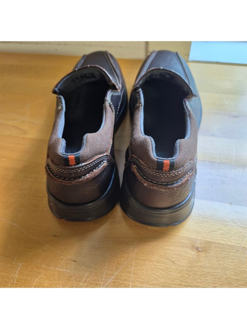 Clarks Mens Loafers Brown Leather Slip-On Shoes Size 13M - Picture 4 of 8
